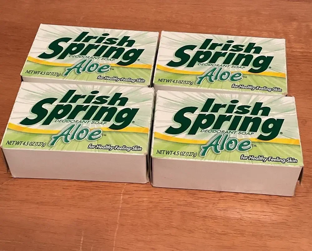 Irish Spring Deodorant Soap Aloe Vintage 4.5oz LOT OF 4